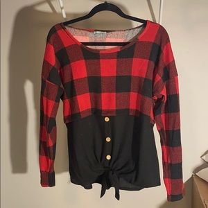 Red and Black Plaid/Checkered Long Sleeve Shirt